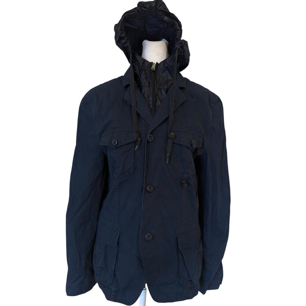 Armani Exchange AX Blue Utility Double Layer Windbreaker Field Jacket Small